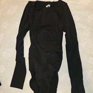 Yitty Shapewear Bodysuit Longsleeve Black Size M/L Snap Crotch